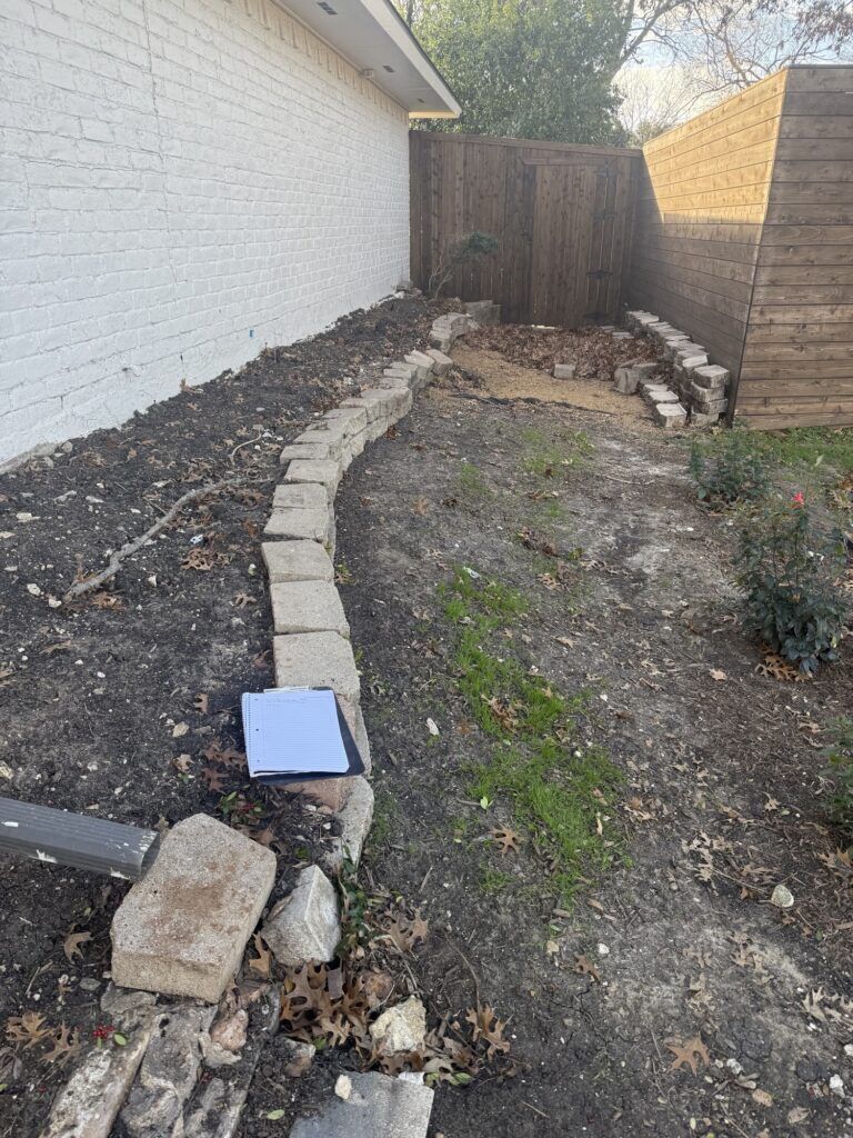 Replaced old failed wall in Dallas with chopped Austin stone